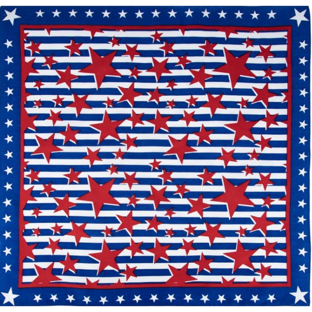 New - Patriotic Stars Bandana - 100% Cotton - 27x27"  - 1 Dozen